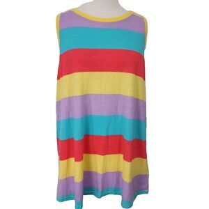 Torrid Tunic Tank Top Women Size 2 2X Retro Striped Stretch Sleeveless NEW